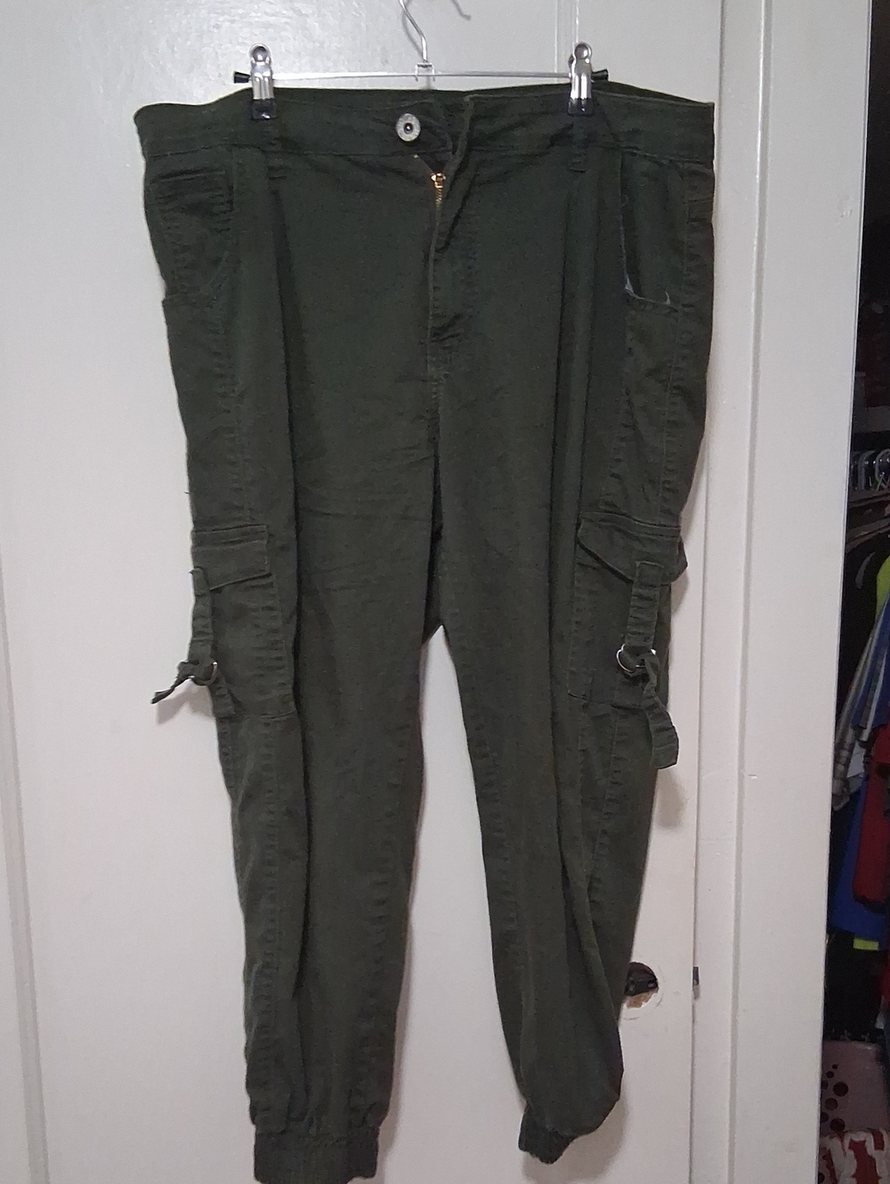 Women VIPs Olive Green Cargo Jogger Pants